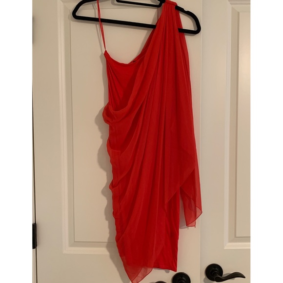 Alicia and Olivia Red One Shoulder Dress - Picture 2 of 4